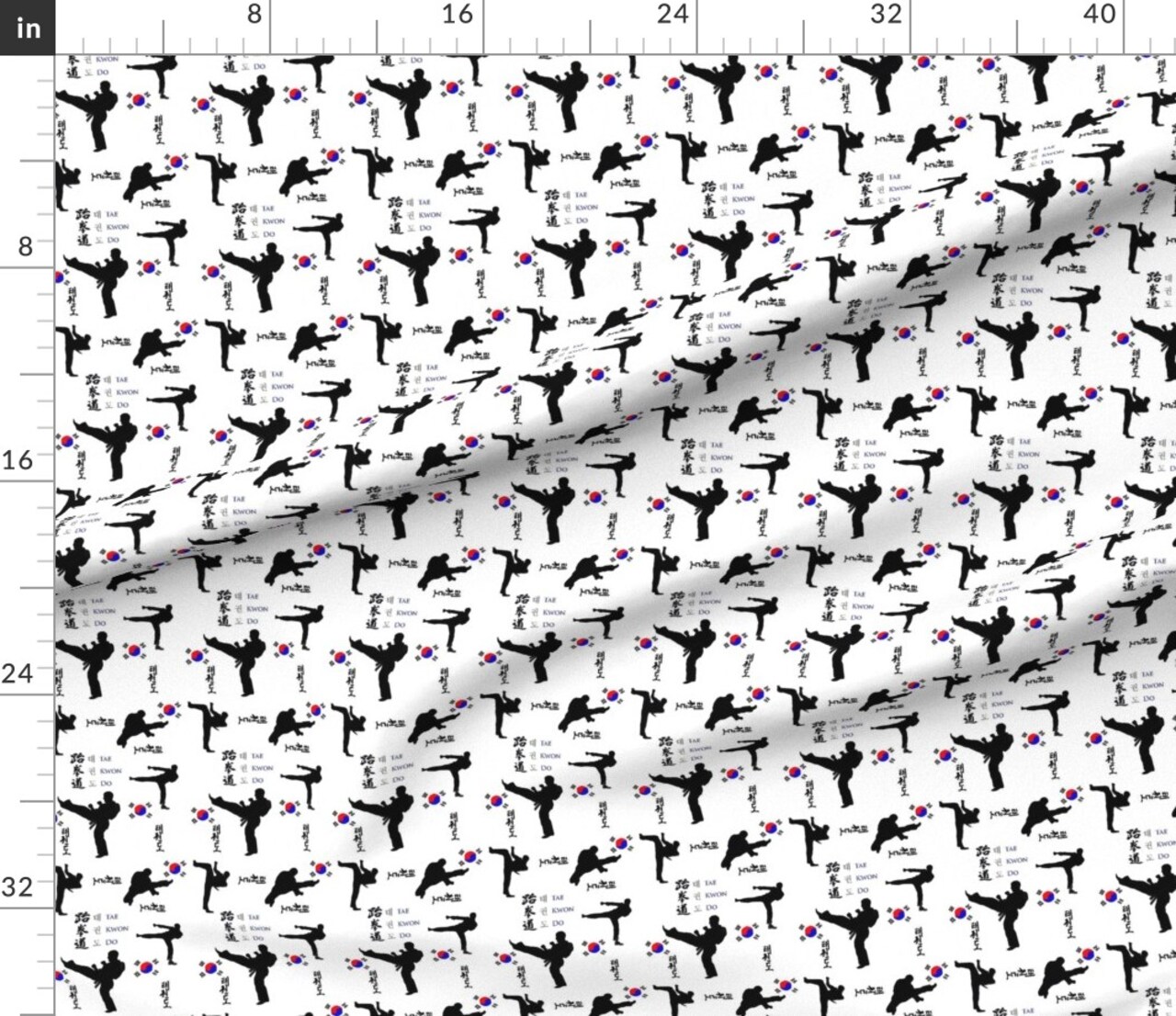 Taekwondo Martial Arts Korean Fitness Health Sports Custom Printed Fabric by Spoonflower Various Fabrics by the Yard or Fat Quarter